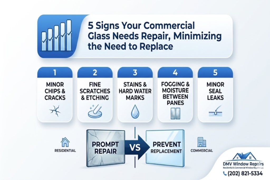5 Signs Your Commercial Glass Needs Repair, Minimizing the Need to Replace