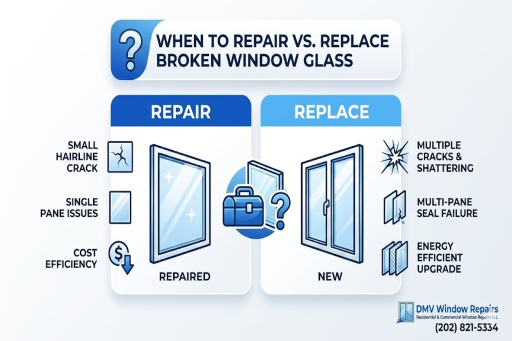 When to Repair vs Replace Broken Window Glass