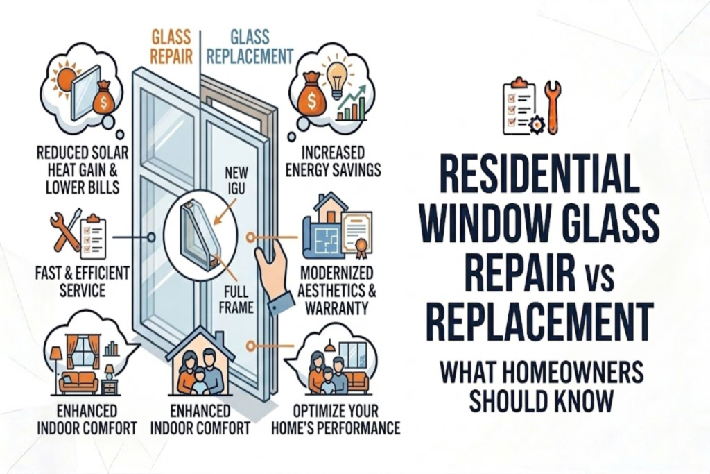 Residential Window Glass Repair vs Replacement: What Homeowners Should Know